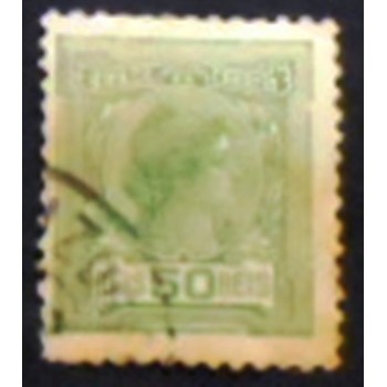 Imagem similar à do so Selo postal do Brasil de 1918 Alegoria República 50 U anunciado