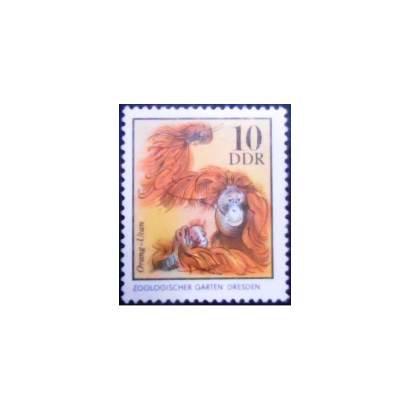 Selo postal da Alemanha Oriental de 1975 Bornean Orangutan