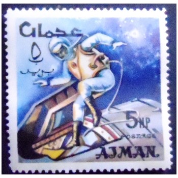 Imagem do selo postal de Ajman de 1966 Test Space Suit