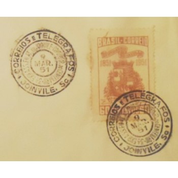 Imagem do Envelope de 1951 Centenário Joinvile detalhe