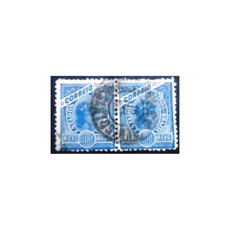 Imagem do par de selos postais do Brasil de 1902 Alegoria República 200 anunciado