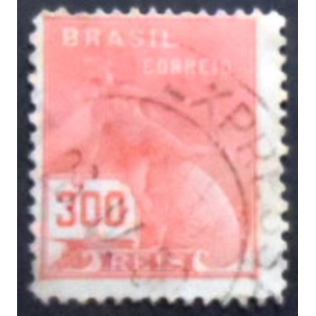 Imagem do selo postal do Brasil de 1929 Mercúrio 300 U anunciado