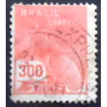 Imagem similar à do selo postal do Brasil de 1930 Mercúrio e Globo 300 U anunciado