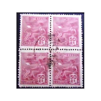 Imagem da quadra de selos postais do Brasil de 1929 Aviação 50 U anunciada