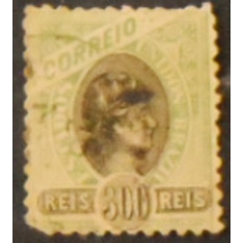 Imagem similar à do selo postal do Brasil de 1902 Alegoria República 300 U anunciado