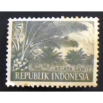 Imagem do selo postal da indonésia de 1960 Oil Palm