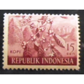 Imagem do selo postal da indonésia de 1960 Coffee  M