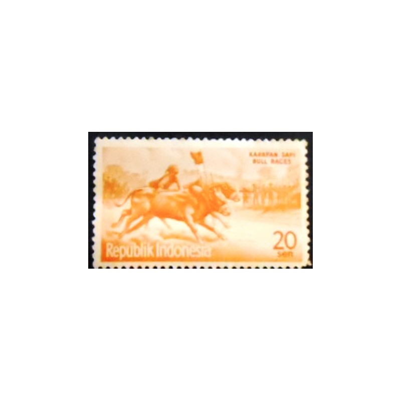 Selo postal da indonésia de 1961 Bull race anunciado