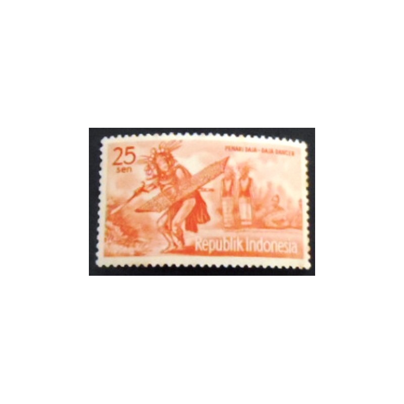 Selo postal da indonésia de 1961 Daja dancer anunciado