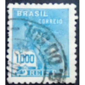 Imagem similar à do selo postal do Brasil de 1931 Mercúrio e Globo 1000 A anunciado