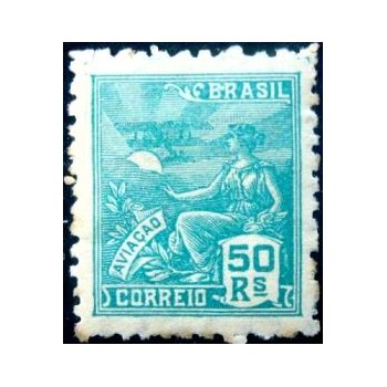 Selo postal do Brasil de 1936 - Aviação 50 N anunciado