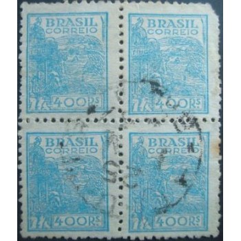 Imagem da quadra de selos postais do Brasil 1942 Agricultura 400 U anunciada