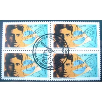 Imagem da quadra de selos postais do Brasil de 1990 Oswald de Andrade anunciada