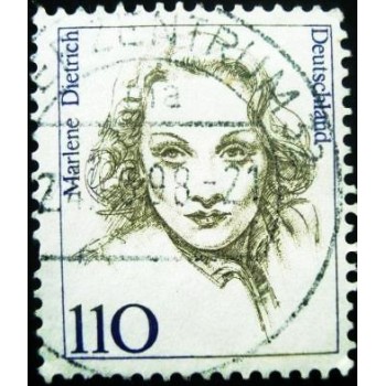 Imagem similar à do elo postal da Alemanha de 1997 Marlene Dietrich U anunciado