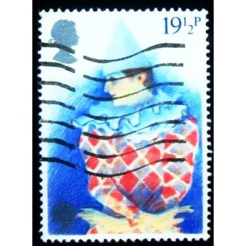 Imagem similar à do selo postal do Reino Unido de 1982 Harlequin U anunciado