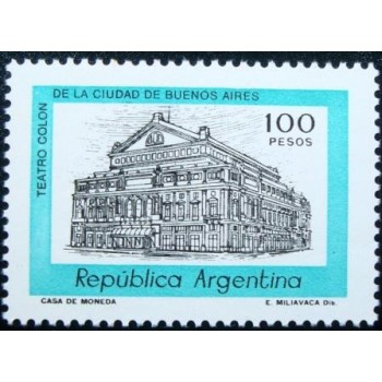 Imagem do selo postal da Argentina de 1981 Colon Theatre anunciado