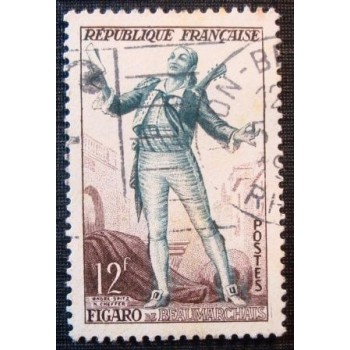 Imagem do selo postal da França de 1953 Fígaro anunciado