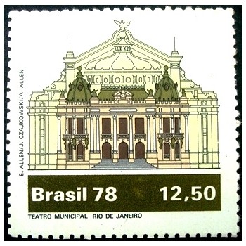 Imagem do selo postal do Brasil de 1978 Teatro Municipal Rio de Janeiro M anunciado