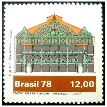 Selo postal do Brasil de 1978 Teatro José de Alencar M anunciado