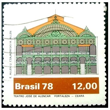 Imagem similar à do selo postal do Brasil de 1978 Teatro José de Alencar U anunciado