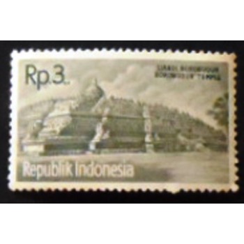 Imagem do selo postal da Indonésia de 1961 Borobudur temple