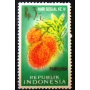 Imagem do selo postal da Indonésia de 1961 Rambutan