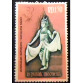 Imagem do selo postal da Indonésia de 1962 Ramayana Dancers