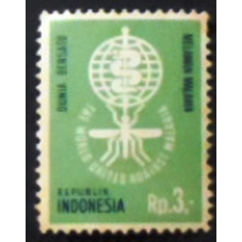 Selo postal da Indonésia de 1962 Anopheles Mosquito 3 anunciado