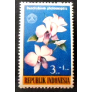 Selo postal da Indonésia de 1962 Dendrobium phalaenopsis anunciado