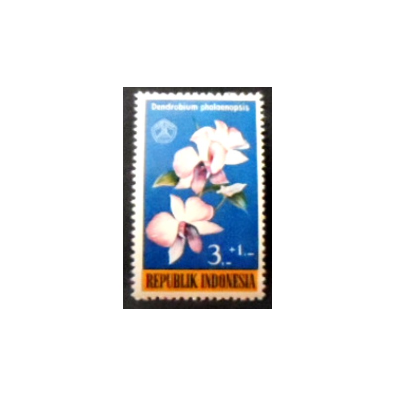 Selo postal da Indonésia de 1962 Dendrobium phalaenopsis anunciado