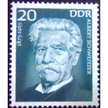 Imagem do selo anunciado da Alemanha Oriental de 1975 Dr. Albert Schweitzer