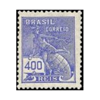 Imagem do selo postal do Brasil de 1939 Mercúrio e Globo 400 N anunciado