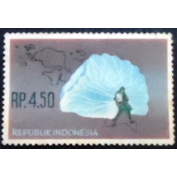 Selo postal da Indonésia de 1963 Acquisition of West Irian 4,50 anunciado