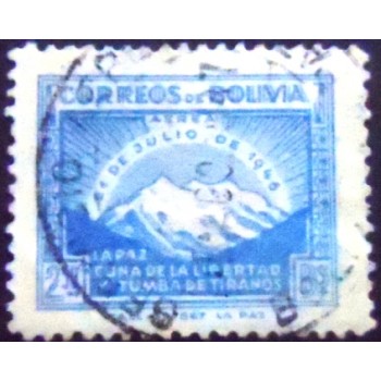 Selo postal anunciado da Bolívia de 1947 Mt. Illimani 2,50
