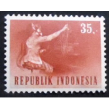 Selo postal da Indonésia de 1964 Telephone Operator anunciado
