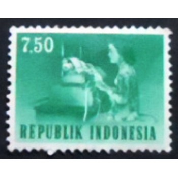 Selo postal da Indonésia de 1964 Teletypist anunciado