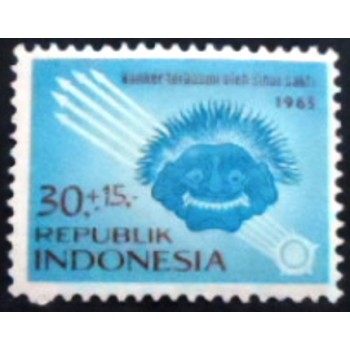Imagem do selo postal da Indonésia de 1964 Campaign against Cancer anunciado