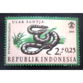 Selo postal da Indonésia de 1966 Reticulated Phython anunciado