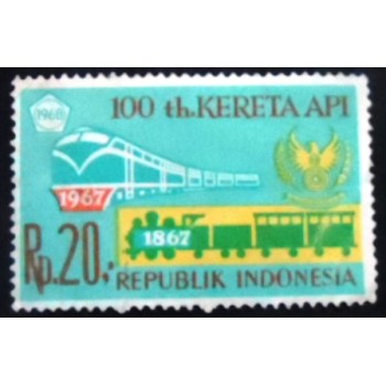 Selo postal da Indonésia de 1968 Indonesian Railways 20 anunciado