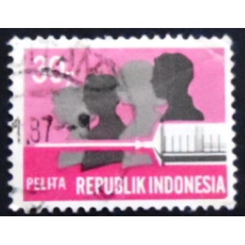 Selo postal da Indonésia de 1969 Family and hypodermic syringe anunciado