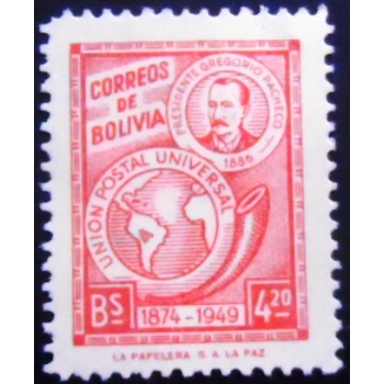 Selo postal anunciado da Bolívia de 1950 Pres. Gregorio Pacheco 4,20 N