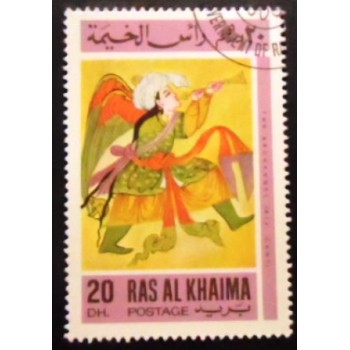 Selo postal de Ras Al Khaima de 1967 The Achangel anunciado