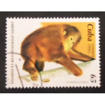 Selo postal de Cuba de 1995 Bornean Orangutan anunciado