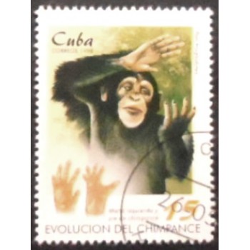 Selo postal de Cuba de 1998 Chimpanzee Hand and Foot anunciado