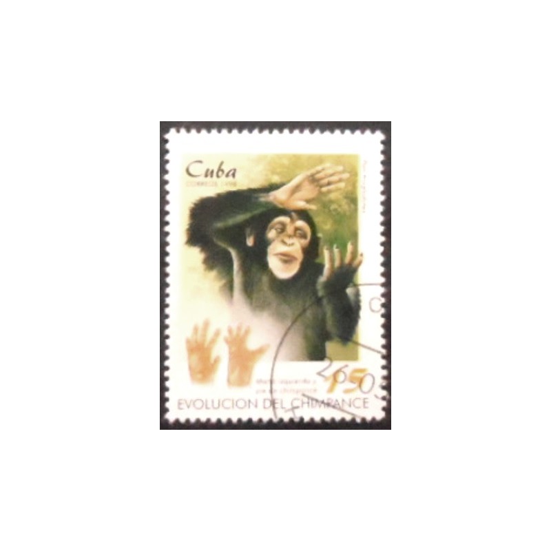 Selo postal de Cuba de 1998 Chimpanzee Hand and Foot anunciado