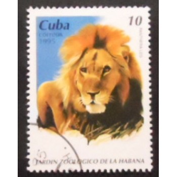 Selo postal de Cuba de 1995 Lion anunciado