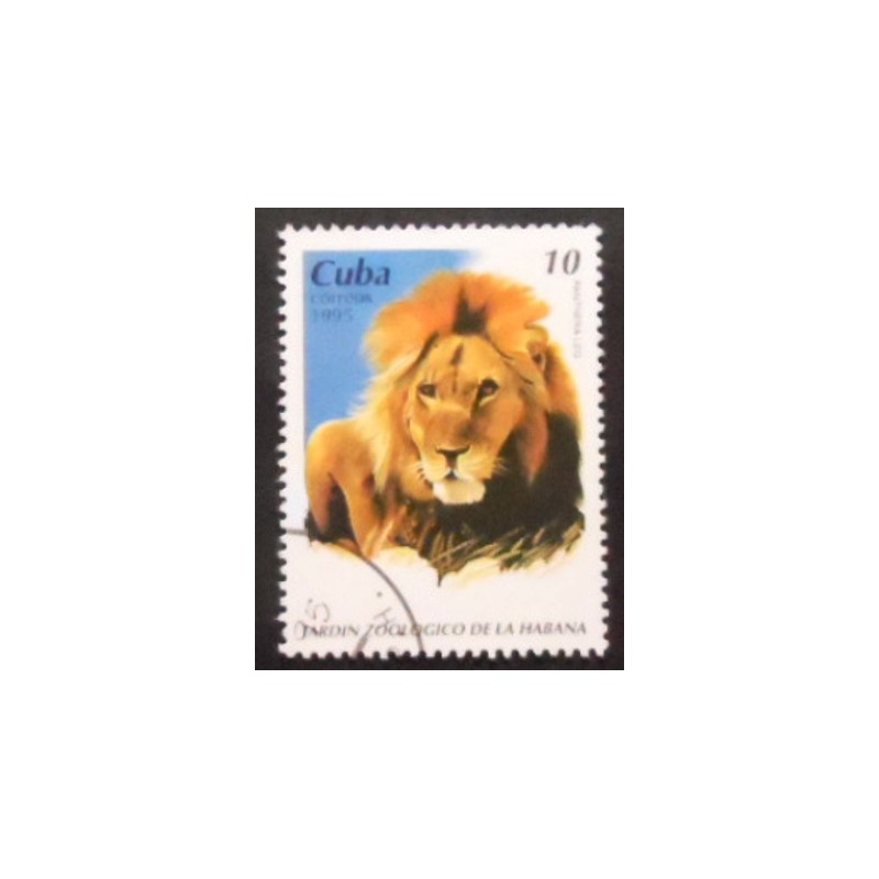 Selo postal de Cuba de 1995 Lion anunciado