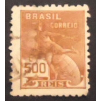 Imagem similar à do selo postal do Brasil de 1936 Mercúrio e Globo 500 U anunciado