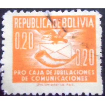 Imagem do selo postal anunciado da Bolívia de 1951 Communications Symbols 20