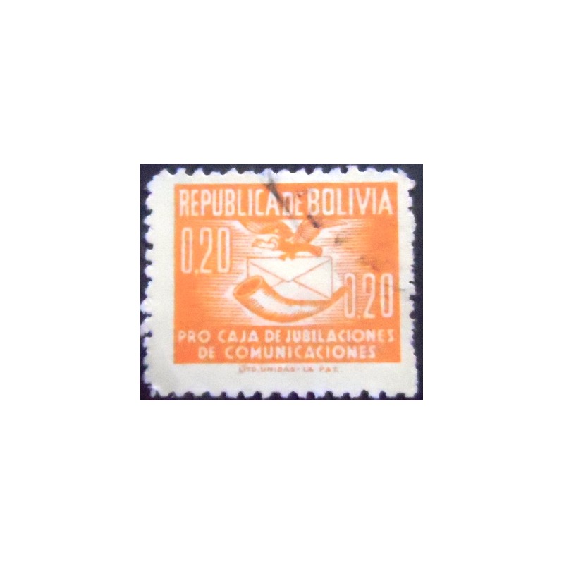 Imagem do selo postal anunciado da Bolívia de 1951 Communications Symbols 20